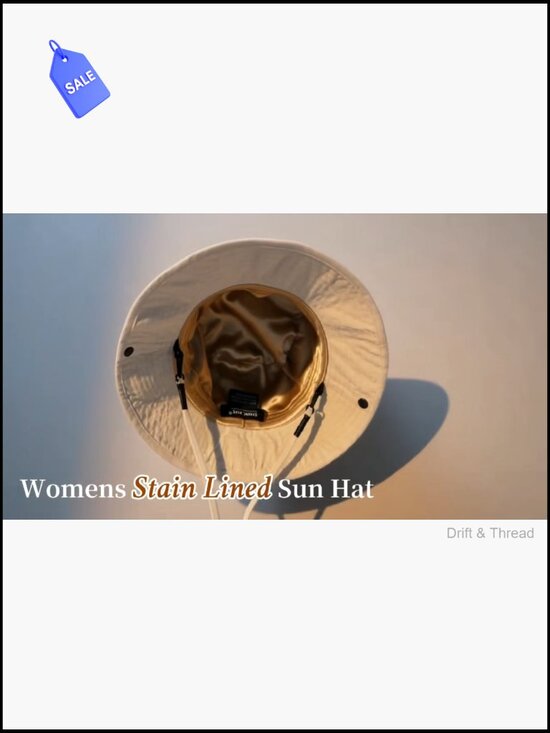 Satin Lined Sun Hat Wide Brim Washed Cotton UPF 50+ for Women Beach Travel